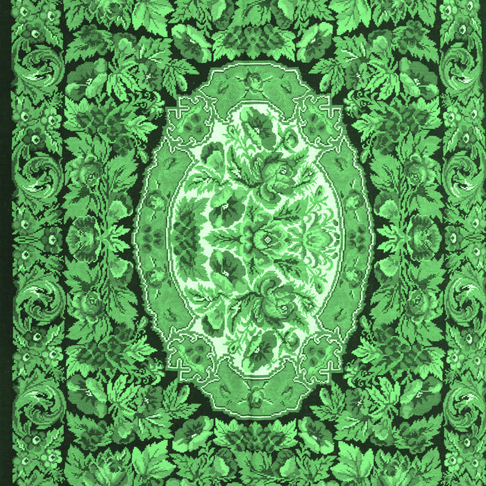 Machine Washable Medallion Emerald Green French Area Rugs, wshtr925emgrn