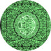 Round Medallion Emerald Green French Rug, tr925emgrn