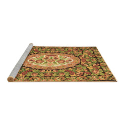 Sideview of Machine Washable Medallion Brown French Rug, wshtr925brn