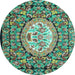 Round Medallion Light Blue French Rug, tr925lblu