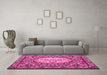 Machine Washable Medallion Pink French Rug in a Living Room, wshtr925pnk