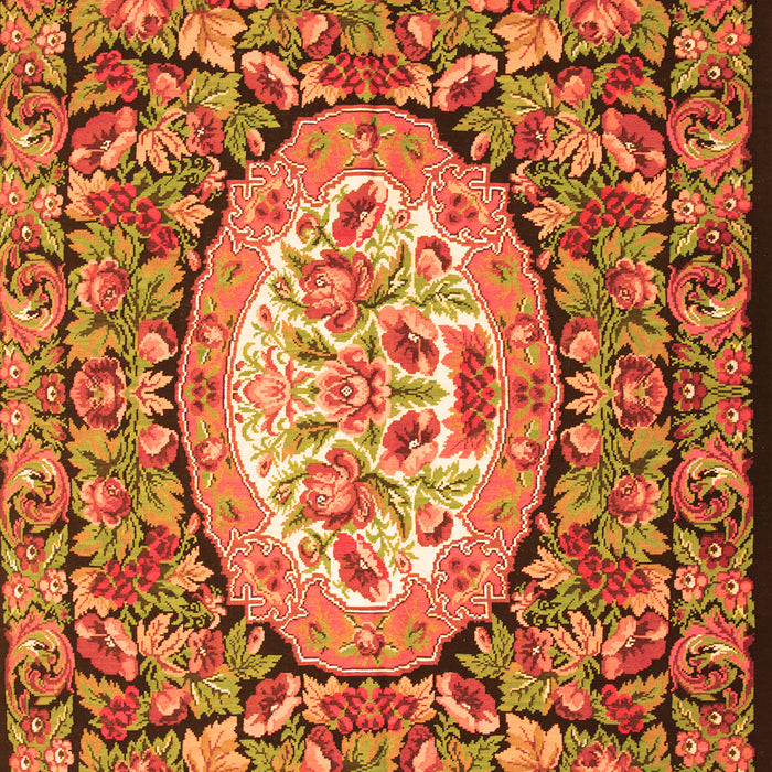 Serging Thickness of Machine Washable Medallion Orange French Area Rugs, wshtr925org