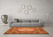 Machine Washable Medallion Orange French Area Rugs in a Living Room, wshtr925org