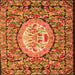 Round Machine Washable Medallion Orange French Area Rugs, wshtr925org