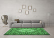 Machine Washable Medallion Emerald Green French Area Rugs in a Living Room,, wshtr925emgrn