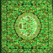 Round Machine Washable Medallion Green French Area Rugs, wshtr925grn