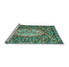 Sideview of Machine Washable Medallion Light Blue French Rug, wshtr925lblu