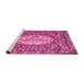 Sideview of Machine Washable Medallion Pink French Rug, wshtr925pnk