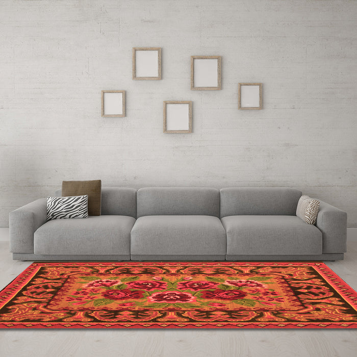 Machine Washable Persian Orange Traditional Area Rugs in a Living Room, wshtr926org