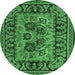 Round Persian Emerald Green Traditional Rug, tr926emgrn