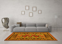 Machine Washable Persian Yellow Traditional Rug, wshtr926yw