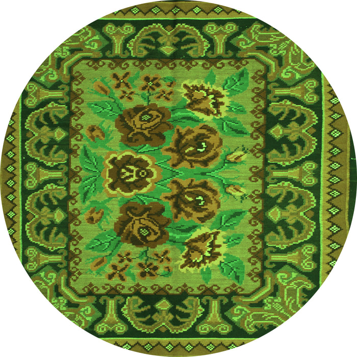 Square Persian Green Traditional Rug, tr926grn
