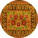 Round Machine Washable Persian Yellow Traditional Rug, wshtr926yw