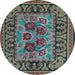 Round Persian Light Blue Traditional Rug, tr926lblu