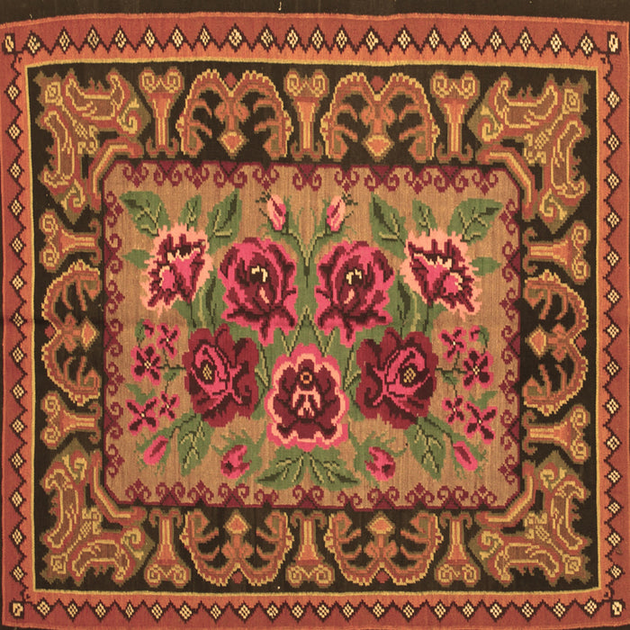 Square Persian Brown Traditional Rug, tr926brn