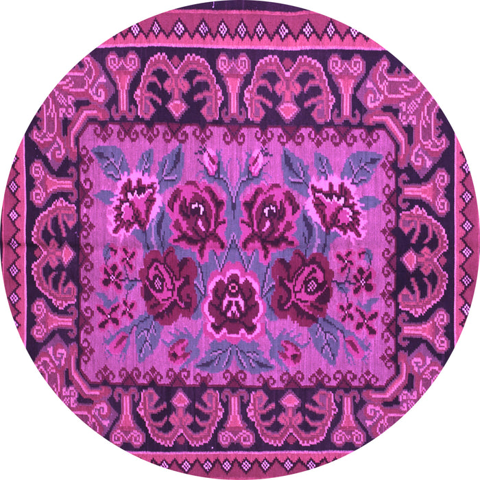 Round Machine Washable Persian Purple Traditional Area Rugs, wshtr926pur