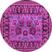 Round Machine Washable Persian Purple Traditional Area Rugs, wshtr926pur