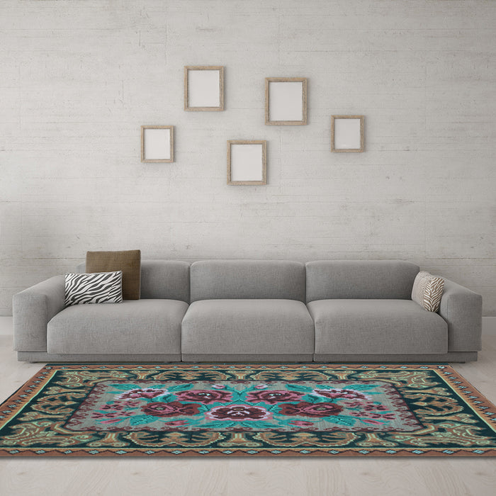 Machine Washable Persian Light Blue Traditional Rug in a Living Room, wshtr926lblu