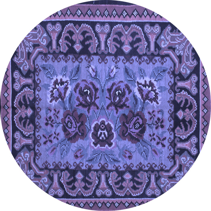Round Machine Washable Persian Blue Traditional Rug, wshtr926blu
