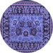 Round Machine Washable Persian Blue Traditional Rug, wshtr926blu