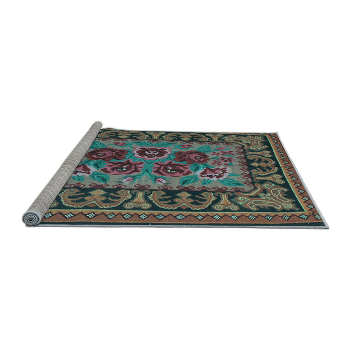 Sideview of Machine Washable Persian Light Blue Traditional Rug, wshtr926lblu