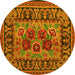 Round Persian Yellow Traditional Rug, tr926yw