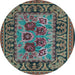 Round Machine Washable Persian Light Blue Traditional Rug, wshtr926lblu