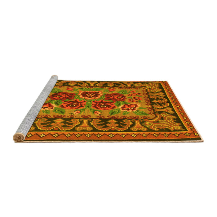 Sideview of Machine Washable Persian Yellow Traditional Rug, wshtr926yw