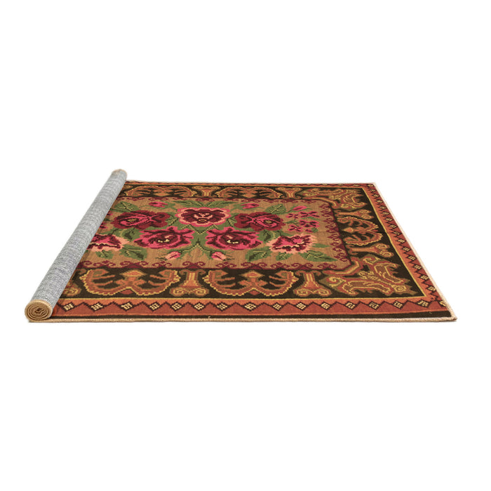 Sideview of Machine Washable Persian Brown Traditional Rug, wshtr926brn
