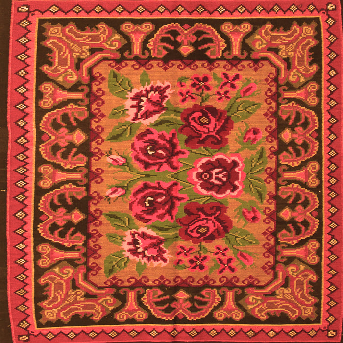Round Machine Washable Persian Orange Traditional Area Rugs, wshtr926org