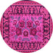 Round Machine Washable Persian Pink Traditional Rug, wshtr926pnk