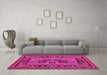 Machine Washable Persian Pink Traditional Rug in a Living Room, wshtr926pnk