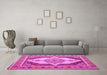 Machine Washable Persian Pink Traditional Rug in a Living Room, wshtr927pnk