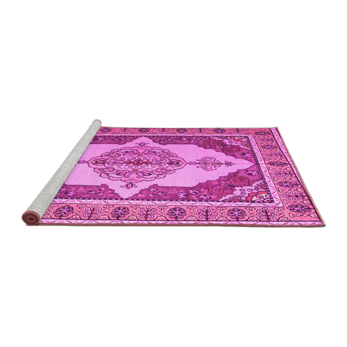 Sideview of Machine Washable Persian Pink Traditional Rug, wshtr927pnk