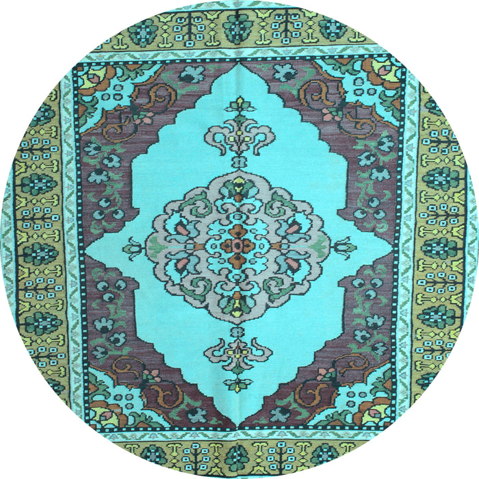 Round Machine Washable Persian Light Blue Traditional Rug, wshtr927lblu