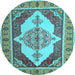 Round Persian Light Blue Traditional Rug, tr927lblu