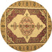 Round Persian Brown Traditional Rug, tr927brn