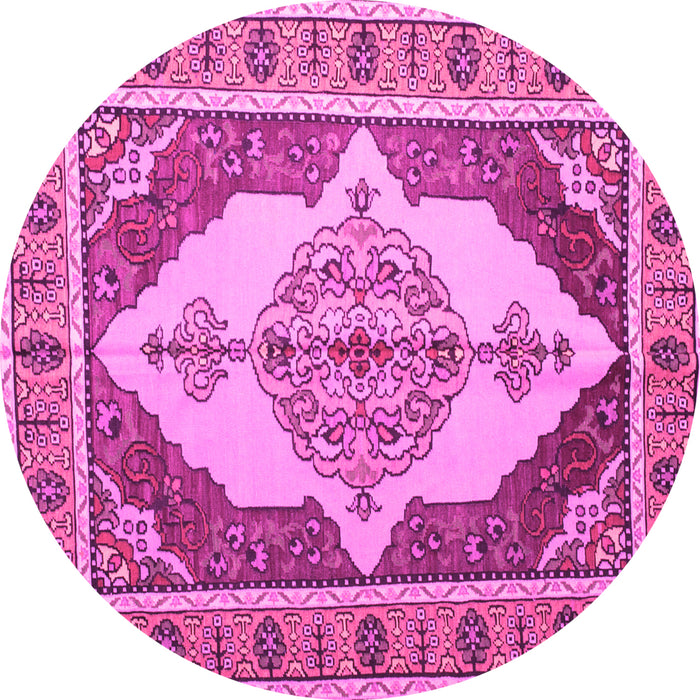 Round Machine Washable Persian Pink Traditional Rug, wshtr927pnk
