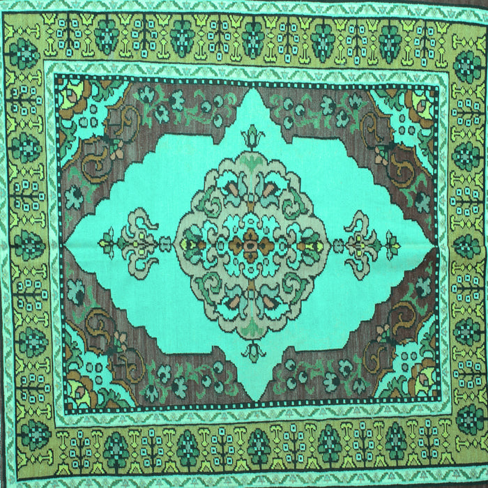 Square Machine Washable Persian Turquoise Traditional Area Rugs, wshtr927turq