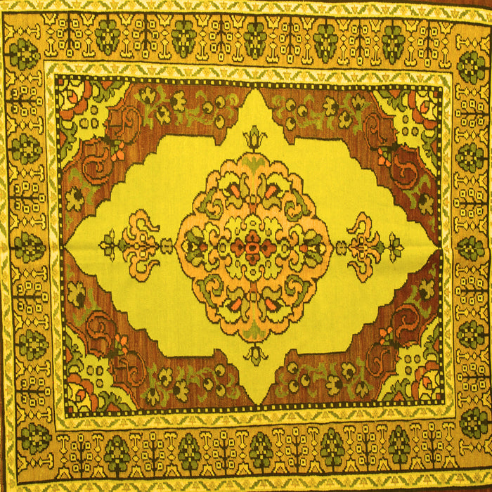 Square Machine Washable Persian Yellow Traditional Rug, wshtr927yw