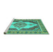 Sideview of Machine Washable Persian Turquoise Traditional Area Rugs, wshtr927turq