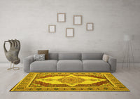 Machine Washable Persian Yellow Traditional Rug, wshtr927yw