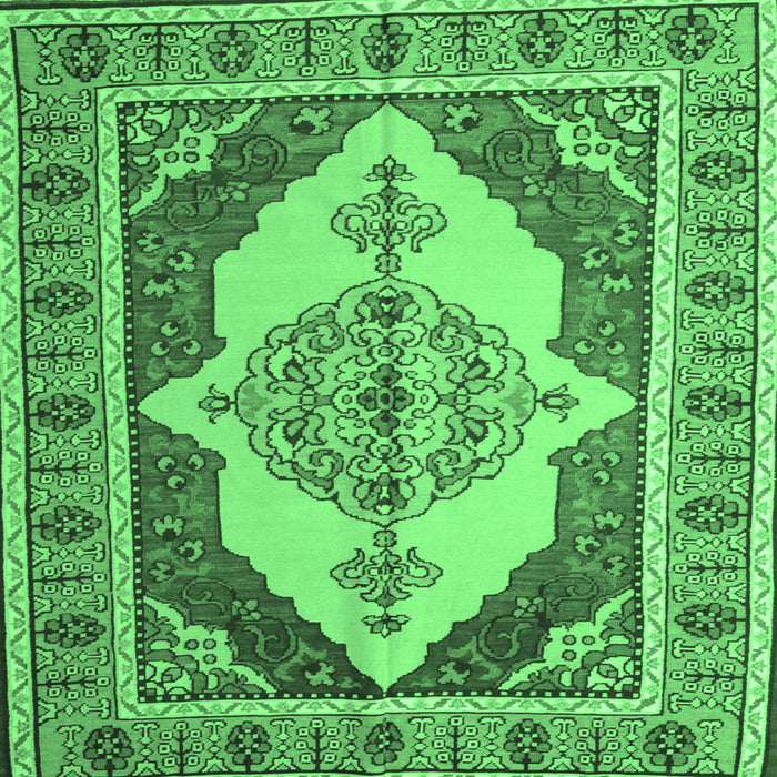 Square Machine Washable Persian Emerald Green Traditional Area Rugs, wshtr927emgrn