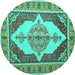 Round Persian Turquoise Traditional Rug, tr927turq