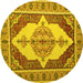 Round Persian Yellow Traditional Rug, tr927yw