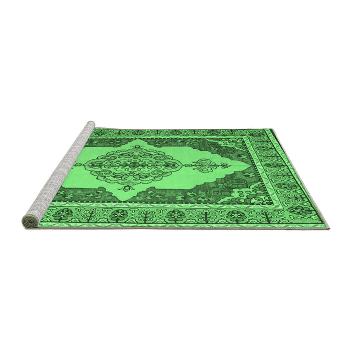 Sideview of Machine Washable Persian Emerald Green Traditional Area Rugs, wshtr927emgrn