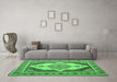 Machine Washable Persian Emerald Green Traditional Area Rugs in a Living Room,, wshtr927emgrn