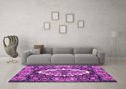 Machine Washable Persian Purple Traditional Area Rugs in a Living Room, wshtr928pur