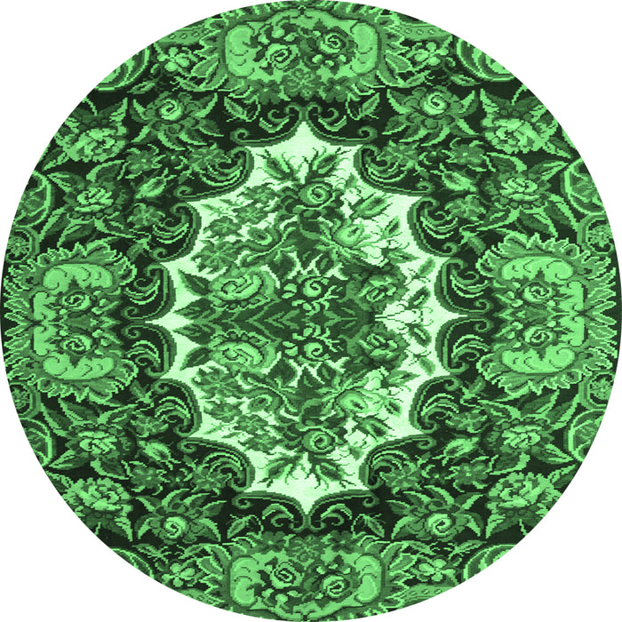 Round Persian Emerald Green Traditional Rug, tr928emgrn