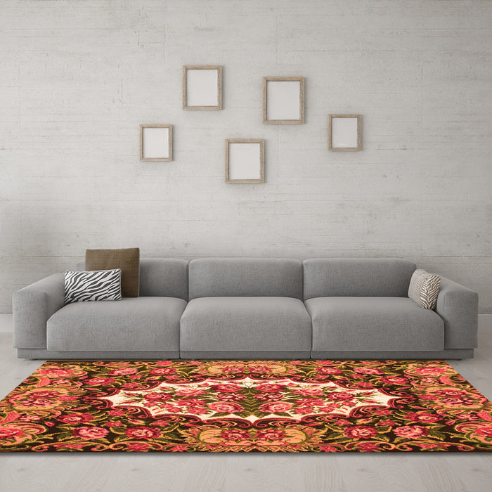 Machine Washable Persian Orange Traditional Area Rugs in a Living Room, wshtr928org